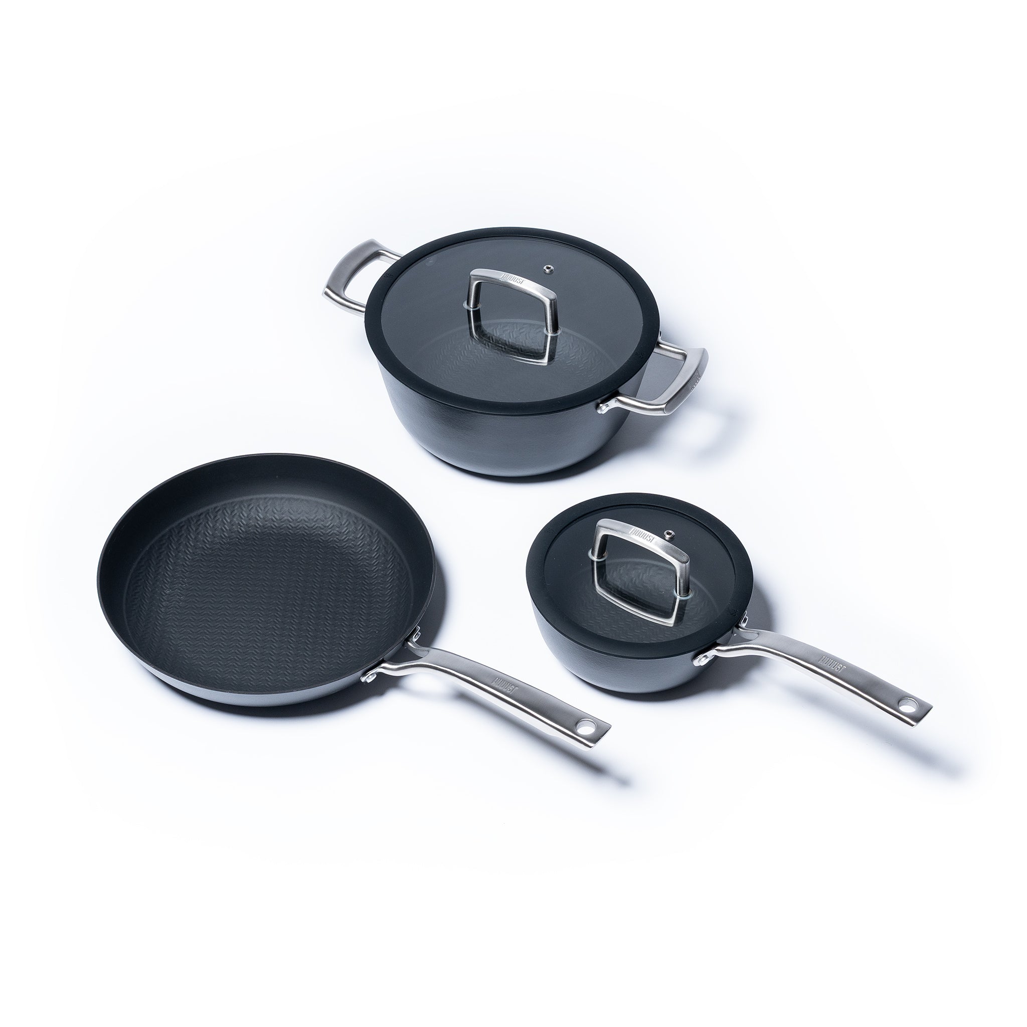 Комплект тънкостенни чугунени съдове за готвене за всеки ден - 3 части