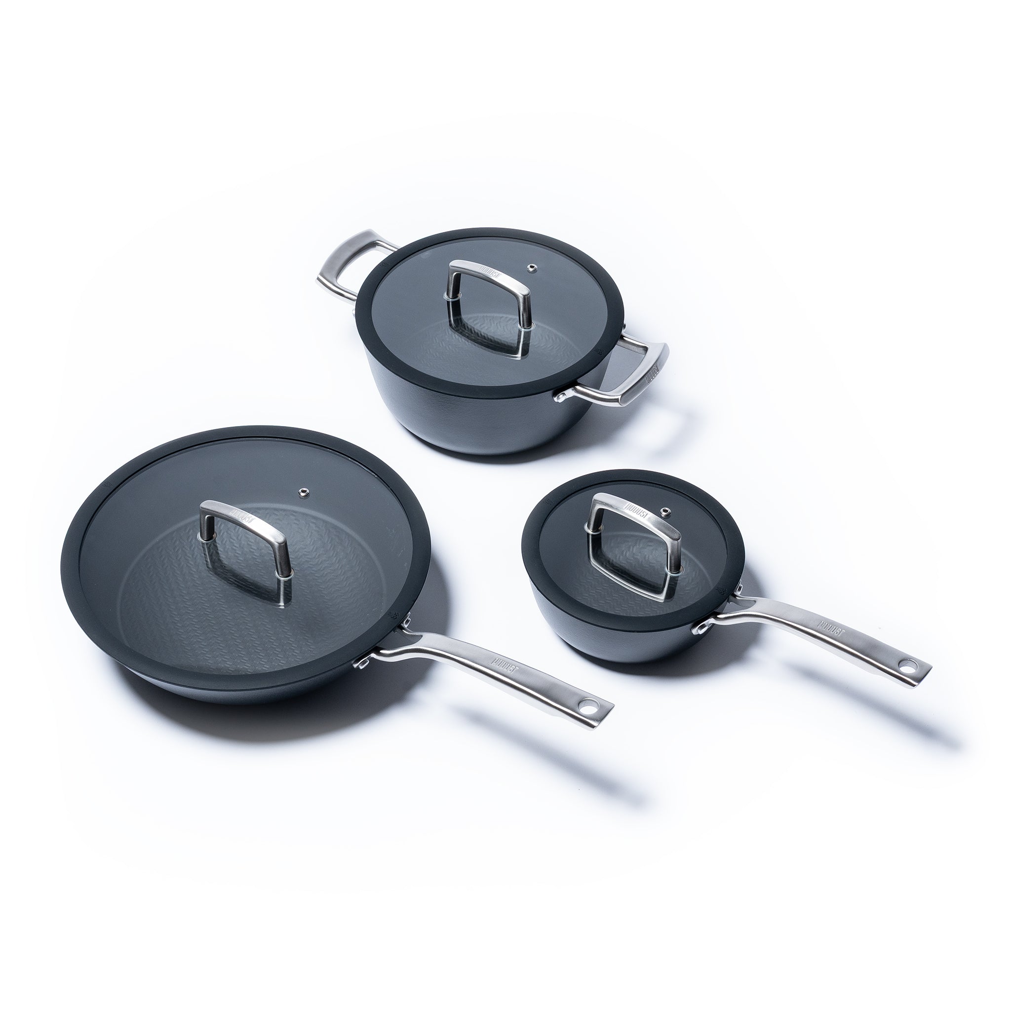 Комплект креативни тънкостенни чугунени съдове за готвене - 3 части