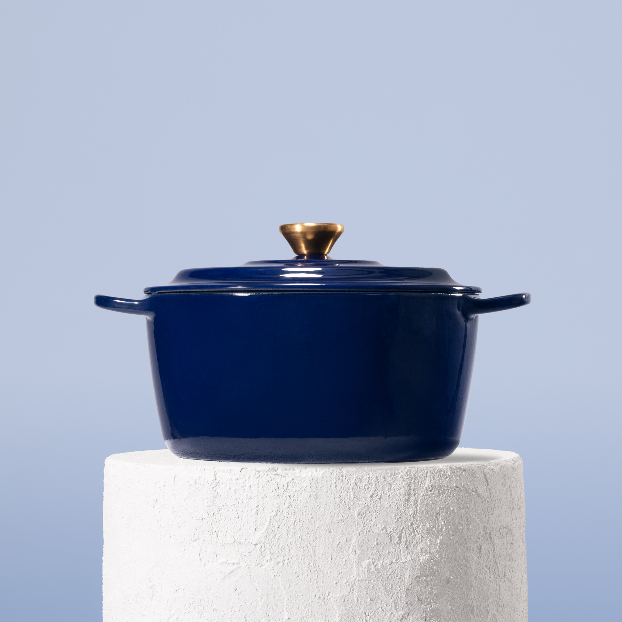 Profesionální hrnec z litiny, 24 cm, smaltovaná úprava pro snadné čištění. Vhodný na všechny typy sporáků. Barva: modrá.