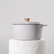 Profesionální hrnec z litiny, 26 cm, smaltovaná úprava pro snadné čištění. Vhodný na všechny typy sporáků. Barva: šedá.