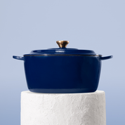 Profesionální hrnec z litiny, 28 cm, smaltovaná úprava pro snadné čištění. Vhodný na všechny typy sporáků. Barva: modrá.