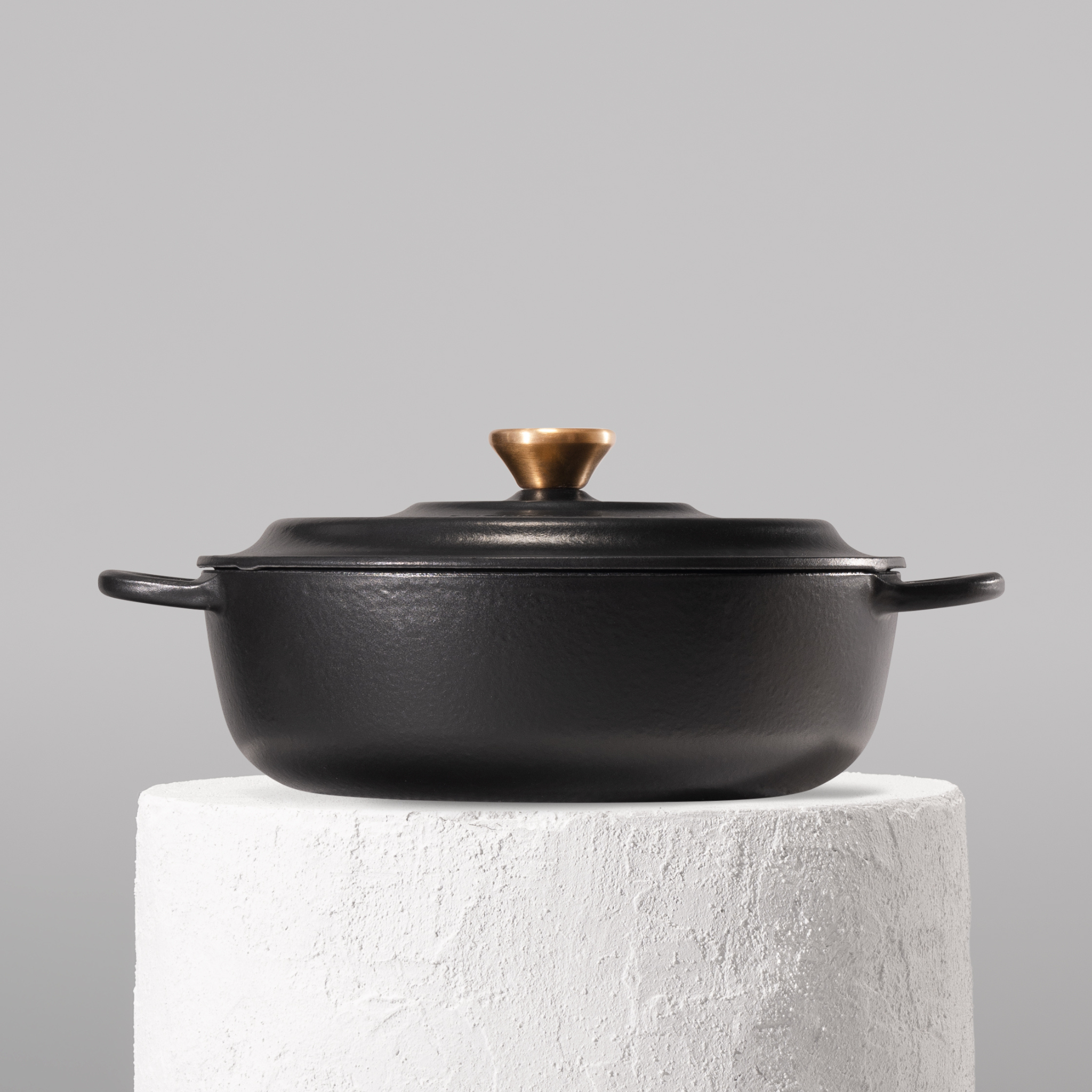 Profesionální kastrol z litiny, 26 cm, smaltovaná úprava pro snadné čištění. Vhodný na všechny typy sporáků. Barva: černá.