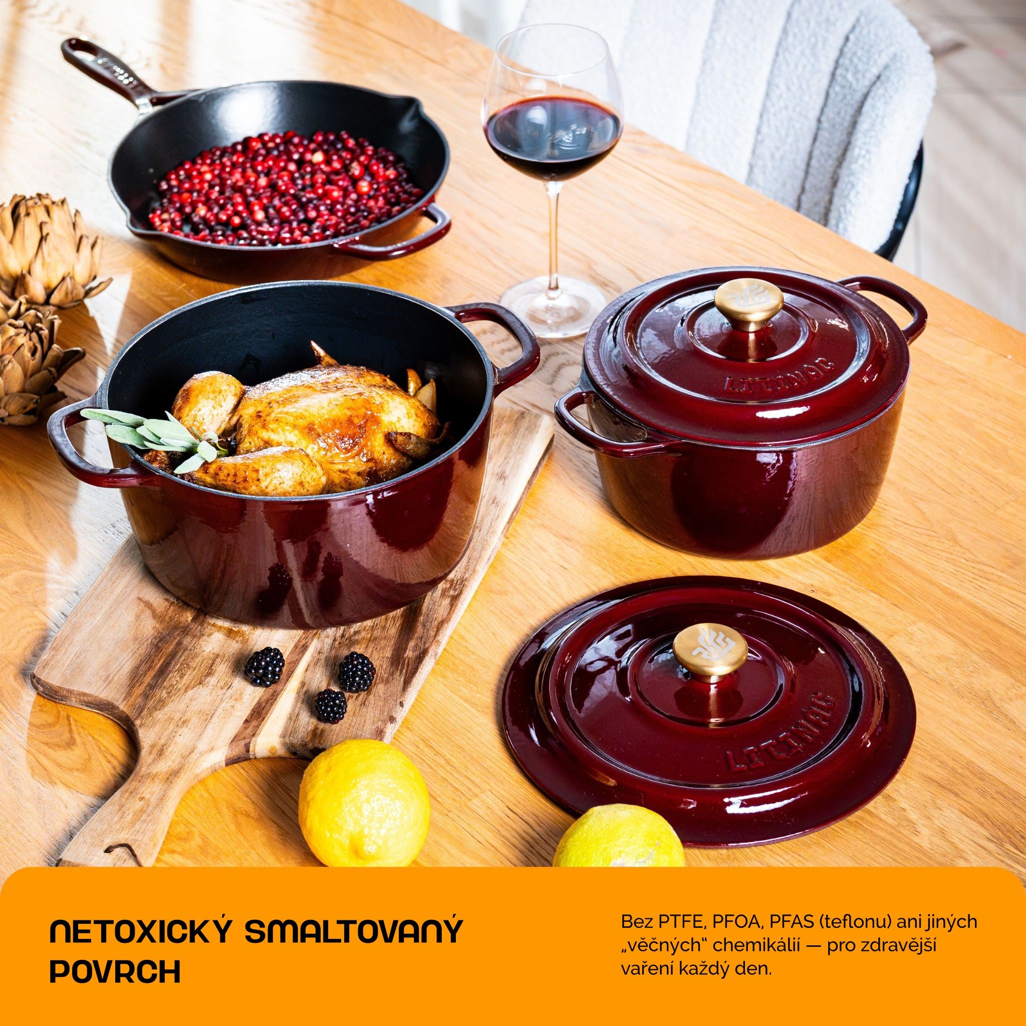 Kolekce Litinac – smaltovane panve, hrnce a pekace v barevnem designu